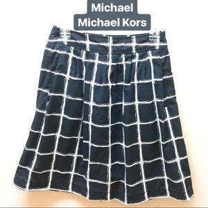 Michael Kors Black And White Grid Patterned Skirt